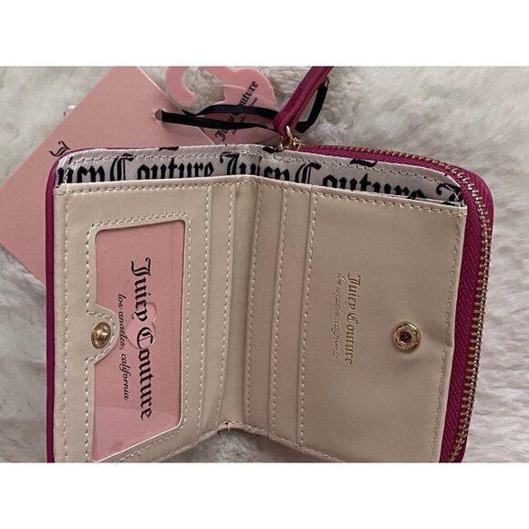 Juicy Couture Blank Canvas Small Zip Around Wallet Raspberry Tart Sequins NEW - Picture 5 of 12